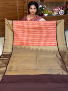 Premium Kanchi Gold Zari Coffee Brown Border