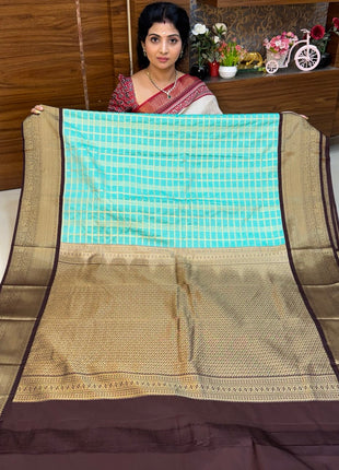 Premium Kanchi Gold Zari Coffee Brown Border