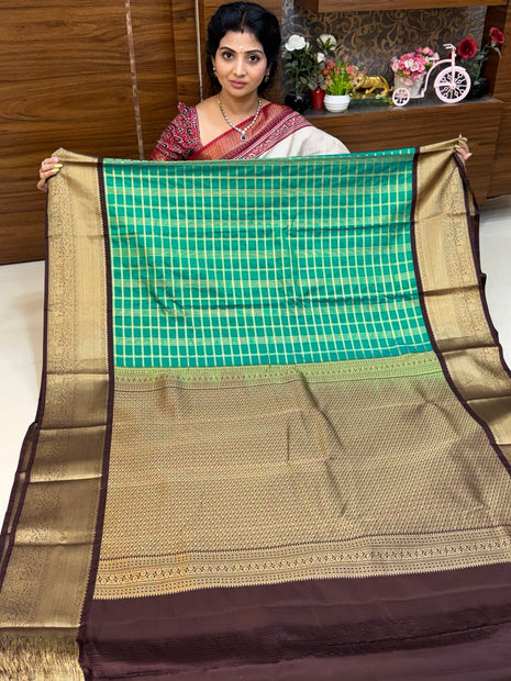Premium Kanchi Gold Zari Coffee Brown Border