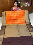 Premium Kanchi Gold Zari Coffee Brown Border
