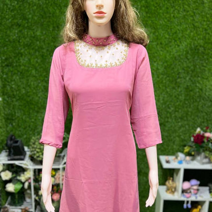 Georgette Jewel Neck Kurtis