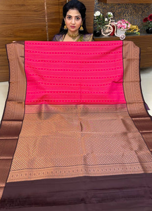 Korvai Silk Coffee Brown Border