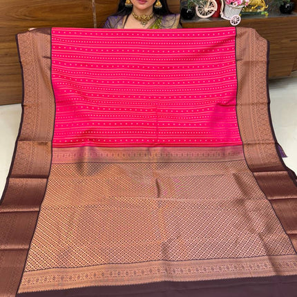 Korvai Silk Coffee Brown Border