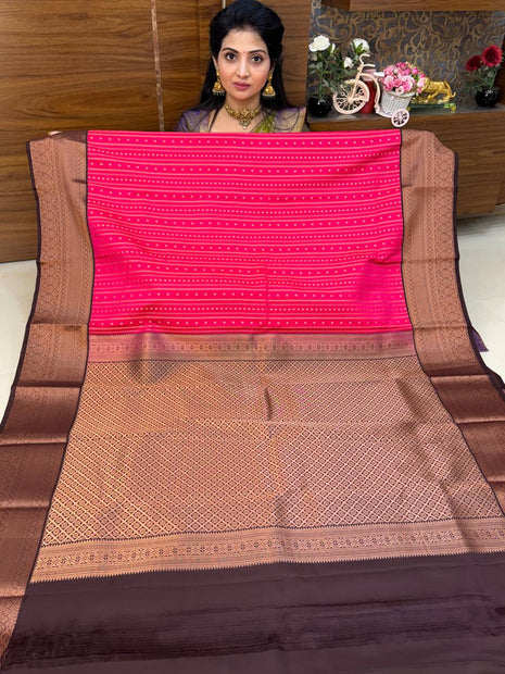 Korvai Silk Coffee Brown Border