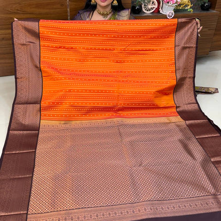 Korvai Silk Coffee Brown Border