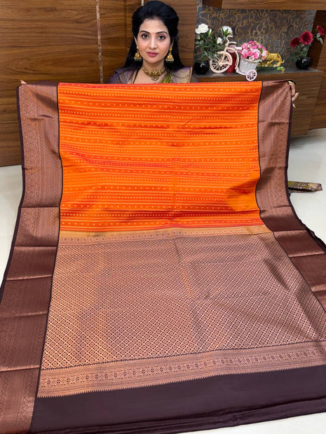 Korvai Silk Coffee Brown Border