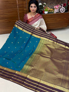 Premium Kanchi Gold Zari Coffee Brown Border