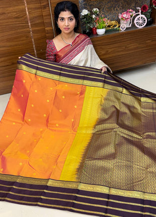 Premium Kanchi Gold Zari Coffee Brown Border