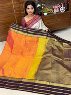 Premium Kanchi Gold Zari Coffee Brown Border