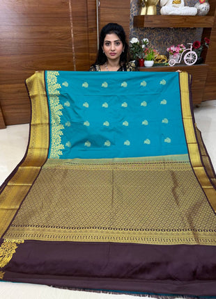 Premium Kanchi Gold Zari Coffee Brown Border
