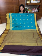 Premium Kanchi Gold Zari Coffee Brown Border