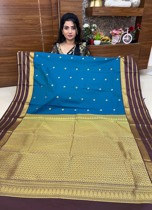 Premium Kanchi Gold Zari Coffee Brown Border