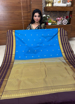 Premium Kanchi Gold Zari Coffee Brown Border