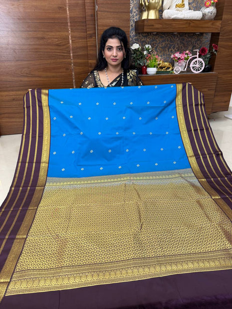 Premium Kanchi Gold Zari Coffee Brown Border