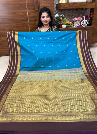 Premium Kanchi Gold Zari Coffee Brown Border