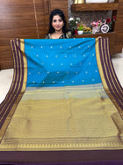 Premium Kanchi Gold Zari Coffee Brown Border