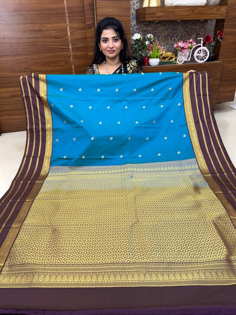 Premium Kanchi Gold Zari Coffee Brown Border