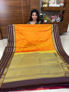Premium Kanchi Gold Zari Coffee Brown Border