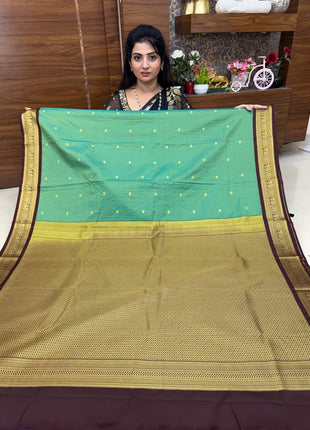 Vaira Oosi Gold Zari Coffee Brown Border