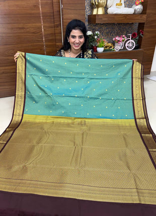 Vaira Oosi Gold Zari  Coffee Brown Border