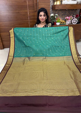 Vaira Oosi Gold Zari  Coffee Brown Border