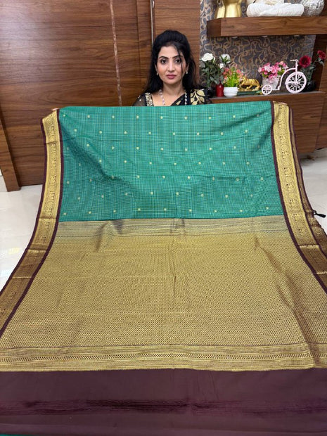 Vaira Oosi Gold Zari  Coffee Brown Border