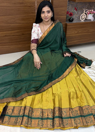 Lehenga is Free Size (Semi Stitched ) Semi Kanchi Silk Fabric