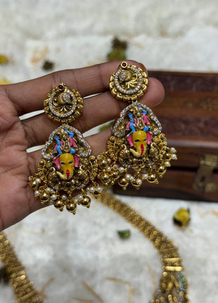 Temple with Diamond look Stone Jewellery