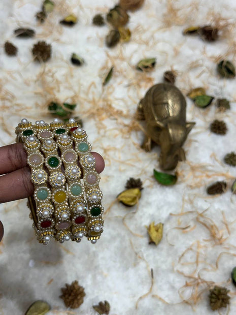 Side Bangle With Stone Work