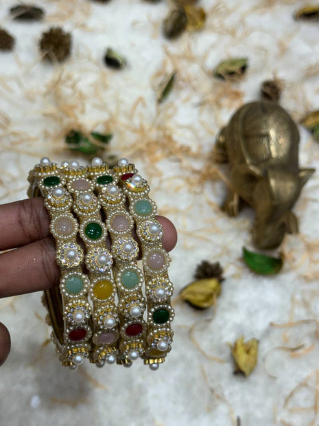 Side Bangle With Stone Work