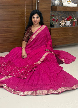 Georgette Half Saree (Stitched Skirt ,Free Size Blouse)