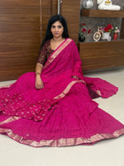 Georgette Half Saree (Stitched Skirt ,Free Size Blouse)