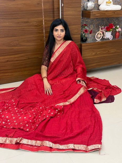 Georgette Half Saree (Stitched Skirt ,Free Size Blouse)