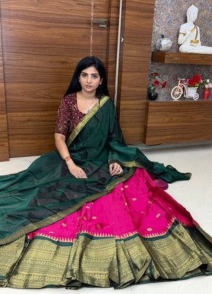 Half Saree (Stitched Skirt, Unstitched Blouse)