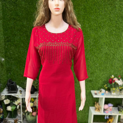 Neck  Handwork Georgette Kurtis