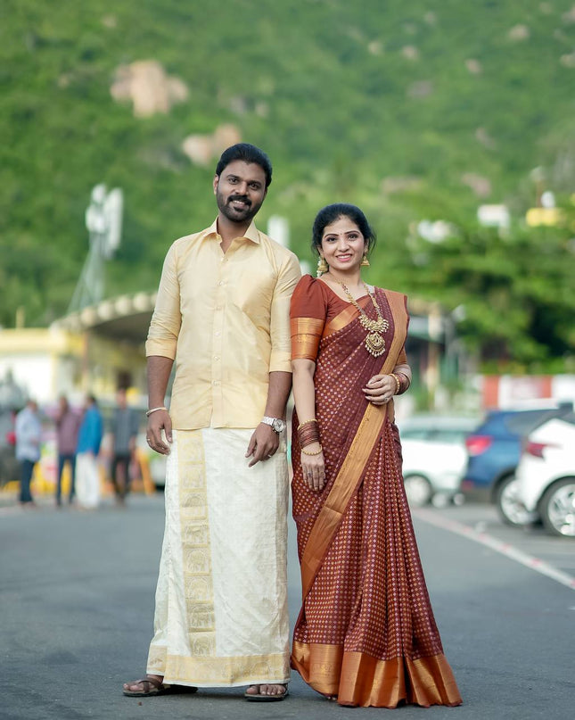 Couple Combo Collection ( Shirt + Dhoti + Saree)