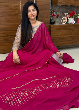 Georgette Half Saree (Stitched Skirt, Unstitched Blouse)