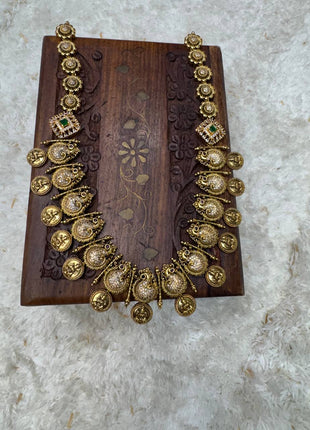 Kasu Malai with Diamond look Stone Jewellery