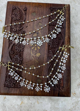 AD Stone Flower Design Ear Chain Mattal