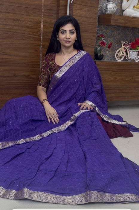 Georgette Half Saree (Stitched Skirt, Unstitched Blouse)