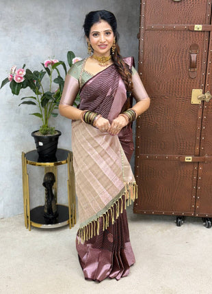 Premium Kanchi Silver Zari