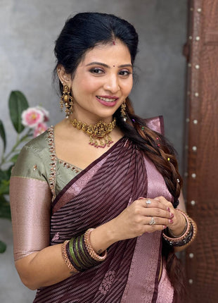 Premium Kanchi Silver Zari