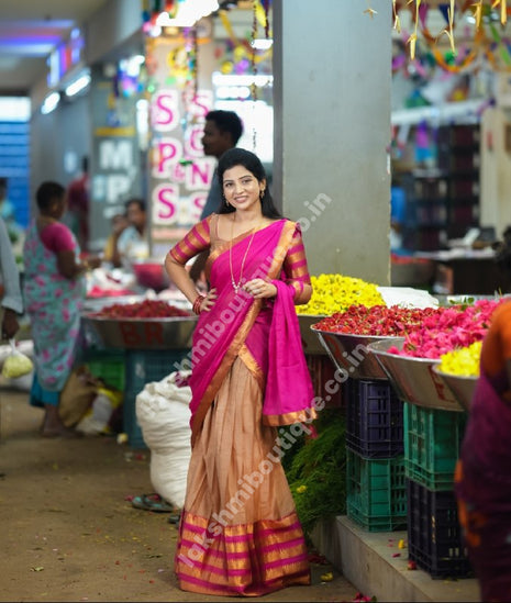 Half Saree (Stitched Skirt, Unstitched Blouse)