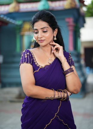 Georgette Half Saree (Stitched Skirt, Unstitched Blouse)