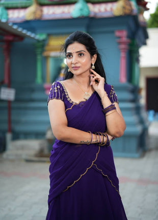 Georgette Half Saree (Stitched Skirt, Unstitched Blouse)