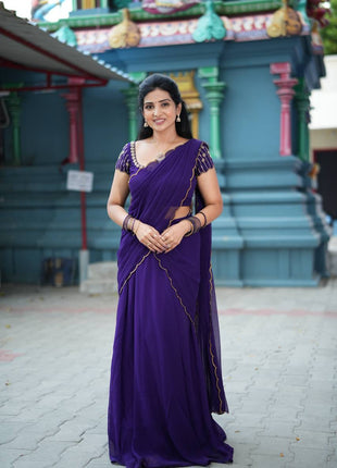 Georgette Half Saree (Stitched Skirt, Unstitched Blouse)