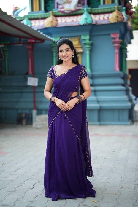 Georgette Half Saree (Stitched Skirt, Unstitched Blouse)
