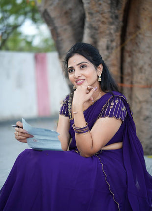 Georgette Half Saree (Stitched Skirt, Unstitched Blouse)