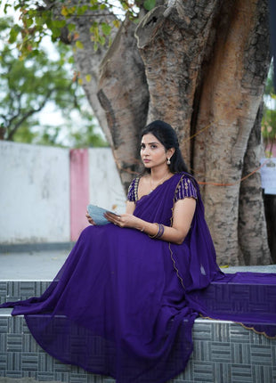 Georgette Half Saree (Stitched Skirt, Unstitched Blouse)