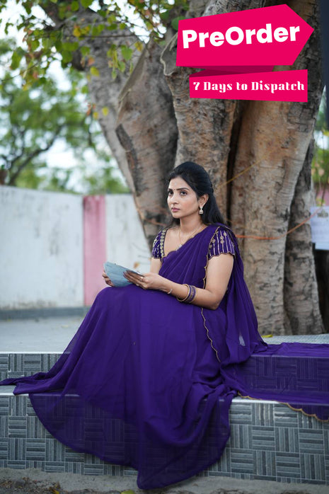 Georgette Half Saree (Stitched Skirt, Unstitched Blouse)